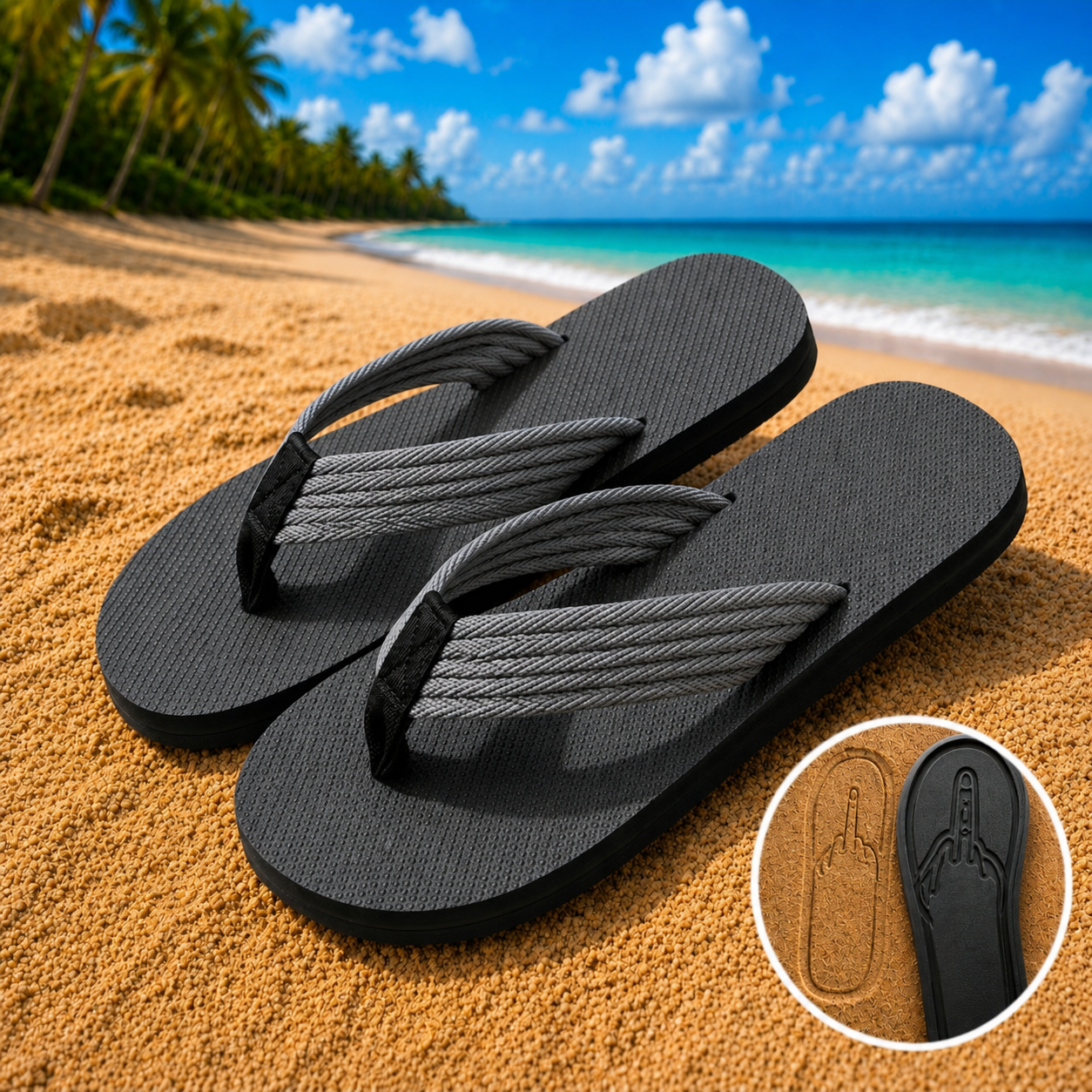 Middle Finger Ding A Ling Flip Flops