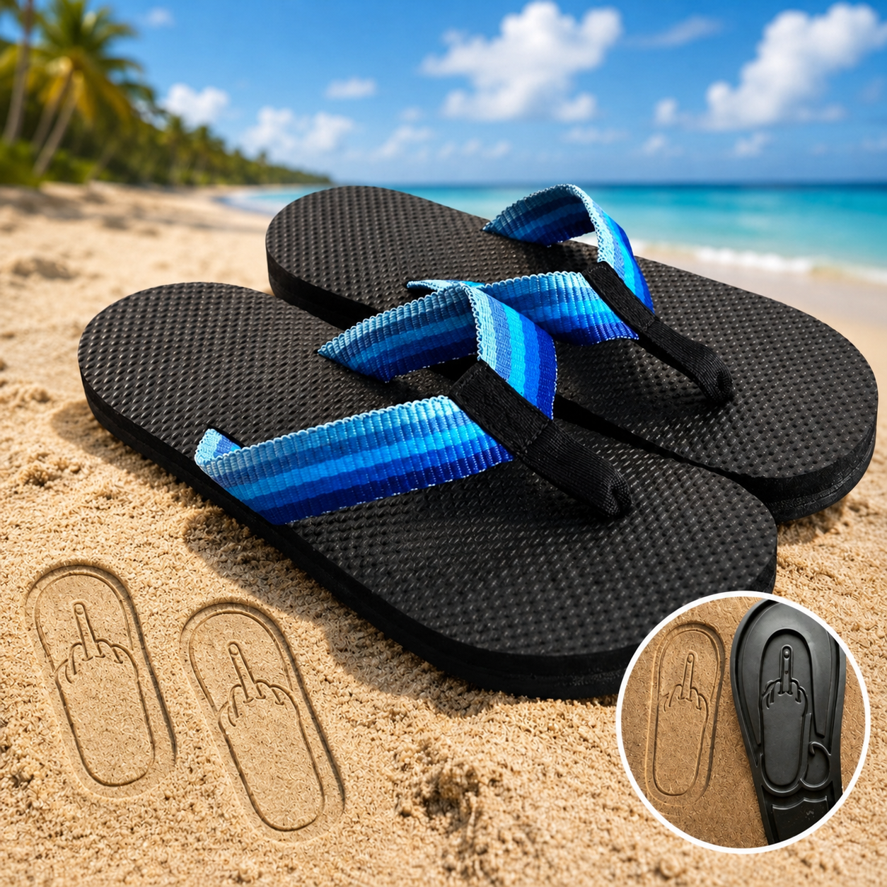 Middle Finger Ding A Ling Flip Flops